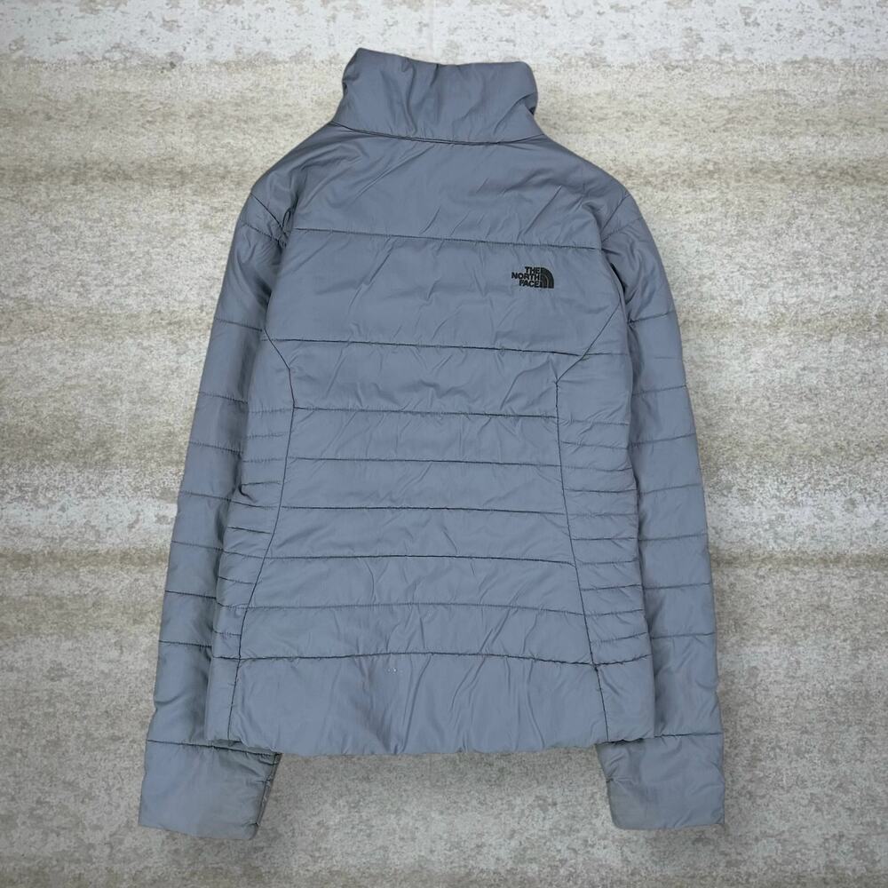 Vintage Y2K The North Face Puffer Jacket Womens S Light Grey Polyester Full Zip - Picture 3 of 4